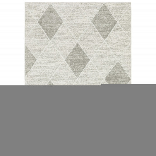 3' X 5' Grey And Ivory Geometric Power Loom Stain Resistant Area Rug