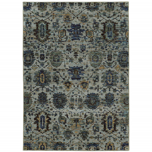 3' X 5' Blue Green Oriental Power Loom Area Rug