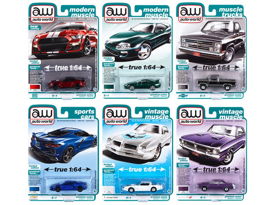 Auto World Premium 2022 Set B of 6 pieces Release 2 1/64 Diecast Model Cars by Auto World