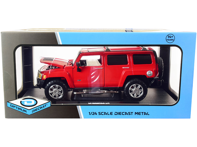 Hummer H3 Red 1/24 Diecast Model Car by Optimum Diecast Optimum Diecast