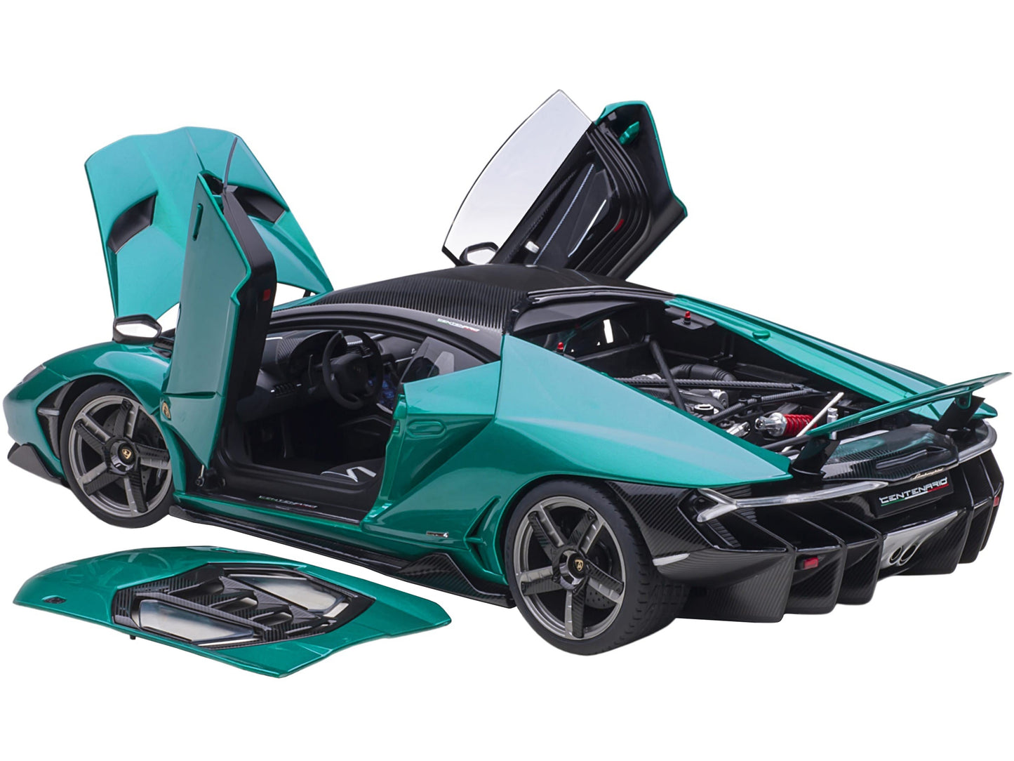 Lamborghini Centenario Verde Artemis / Green Metallic with Carbon Top 1/18 Model Car by Autoart