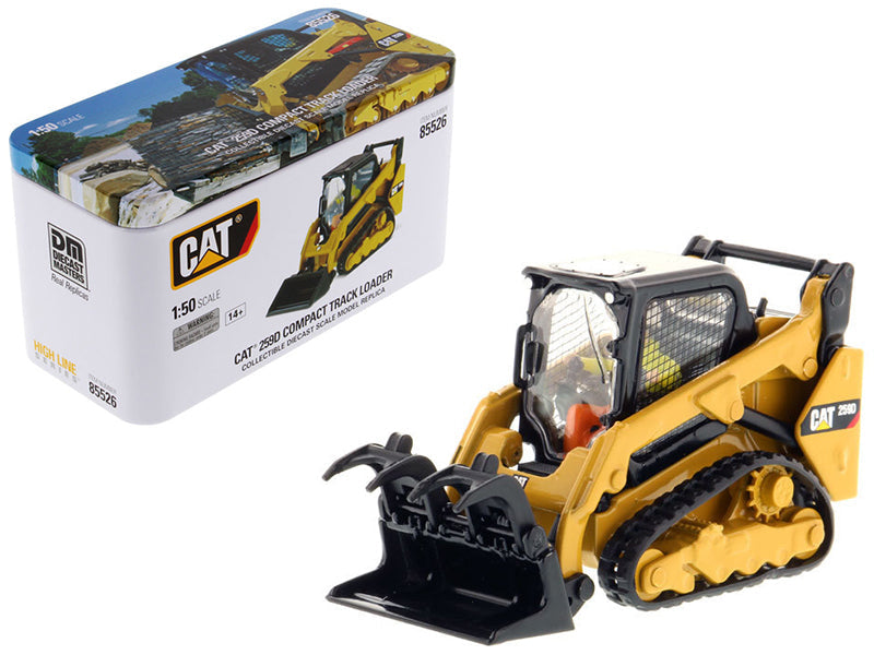 CAT Caterpillar 259D Compact Track Loader with Operator and 4 Interchangeable Work Tools "High Line Series" 1/50 Diecast Model by Diecast Masters Diecast Masters