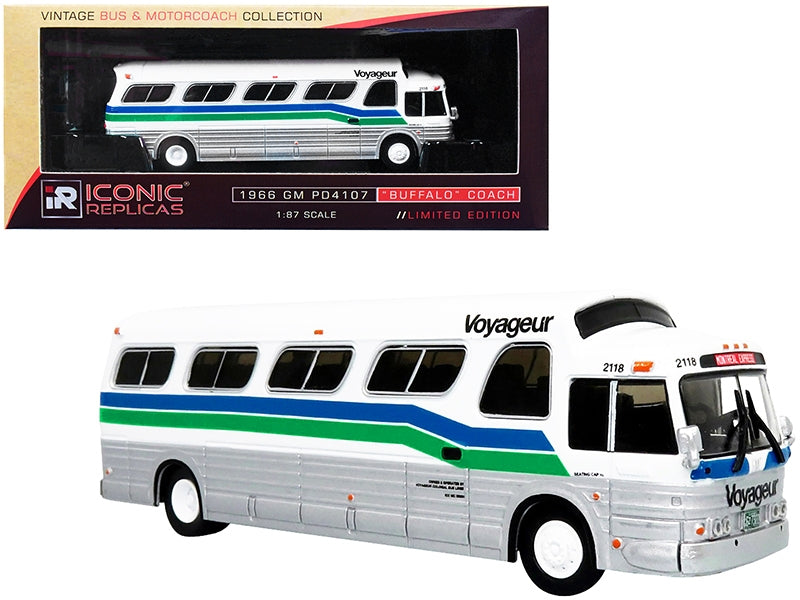 1966 GM PD4107 "Buffalo" Coach Bus "Voyageur Colonial" Destination: "Montreal Express" (Quebec Canada) "Vintage Bus & Motorcoach Collection" 1/87 Diecast Model by Iconic Replicas Iconic Replicas