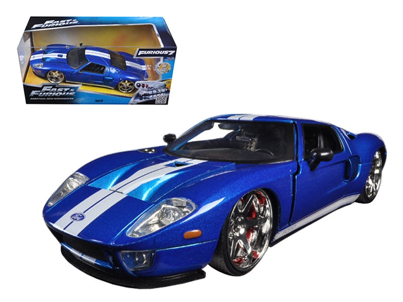 Ford GT Blue with White Stripes "Fast & Furious 7" (2015) Movie 1/24 Diecast Model Car by Jada W2B
