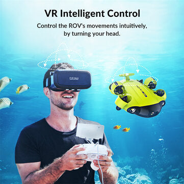 FIFISH V6 Underwater Robot with 4K UHD Camera AR VISION LOCK 4 Hours Working Time Head Tracking Immersive VR Control Underwater Drone Banggood Dropship