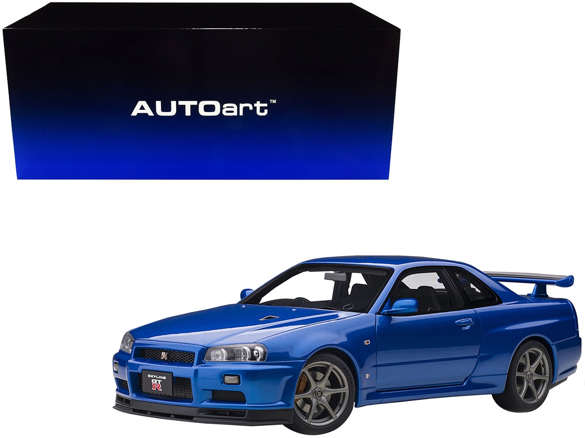 Nissan Skyline GT-R (R34) V-Spec II RHD (Right Hand Drive) Bayside Blue Metallic 1/18 Model Car by Autoart Autoart