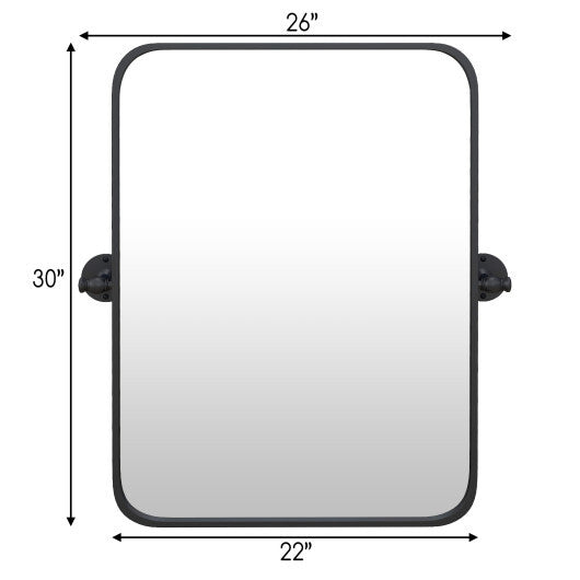 30 x 22 Inch Black Metal Framed Pivot Rectangle Wall-Mounted Mirror