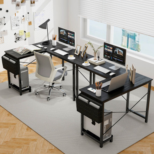 Modern Reversible Computer Desk with Storage Pocket and CPU Stand for Working Writing Gaming-Dark Gray