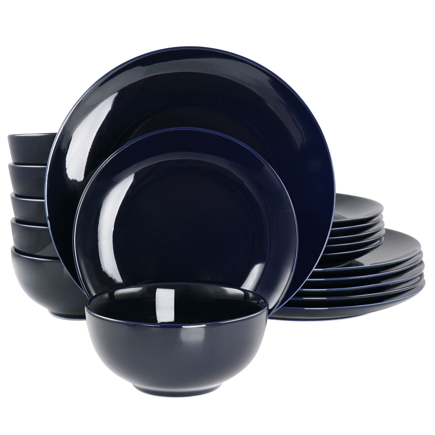 Elama Luna 18 Piece Porcelain Dinnerware Set in Dark Blue W2B
