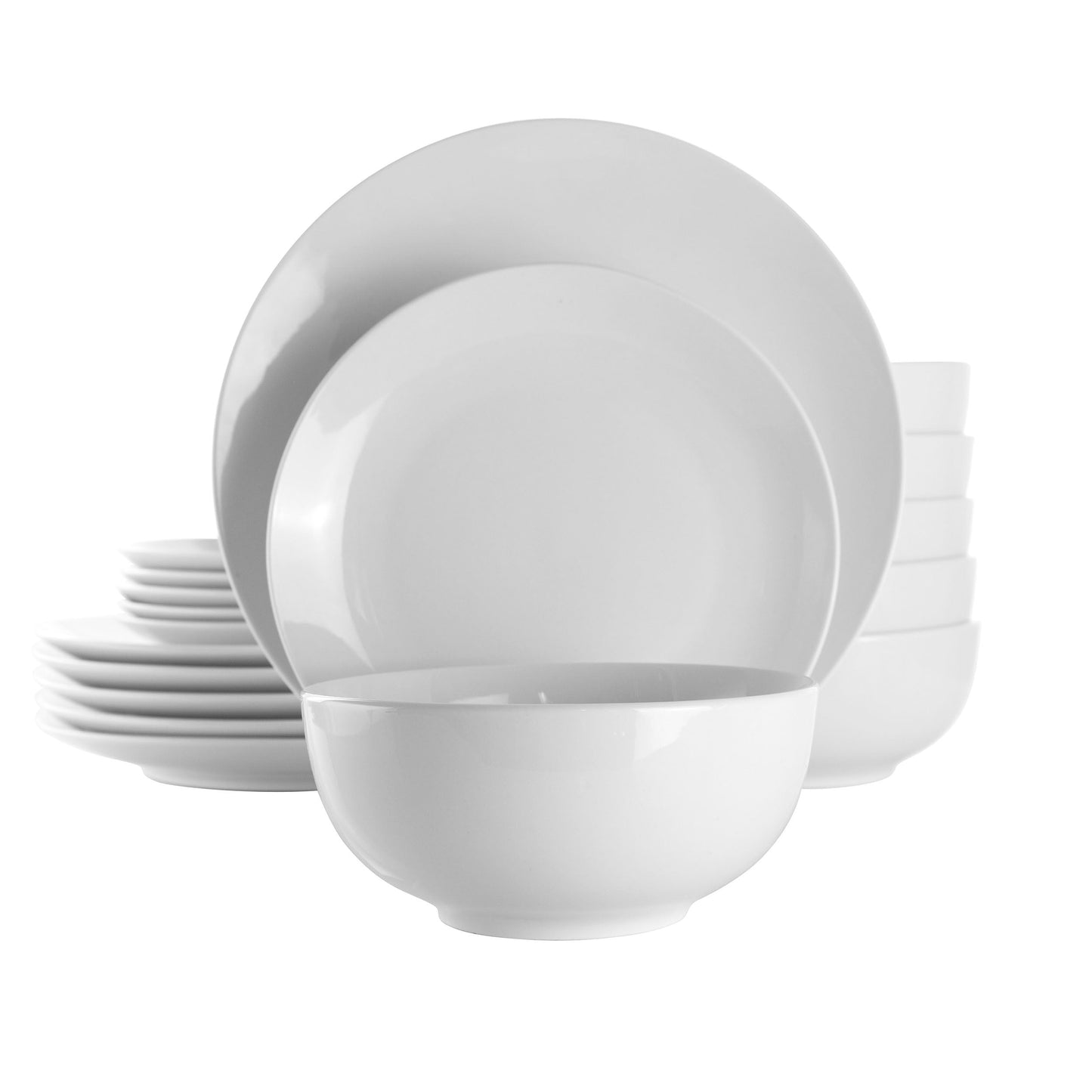 Elama Luna 18 Piece Porcelain Dinnerware Set in White W2B