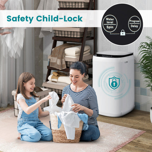 7.7 lbs Full-Automatic Washing Machine with 10 Washing Programs-Blue