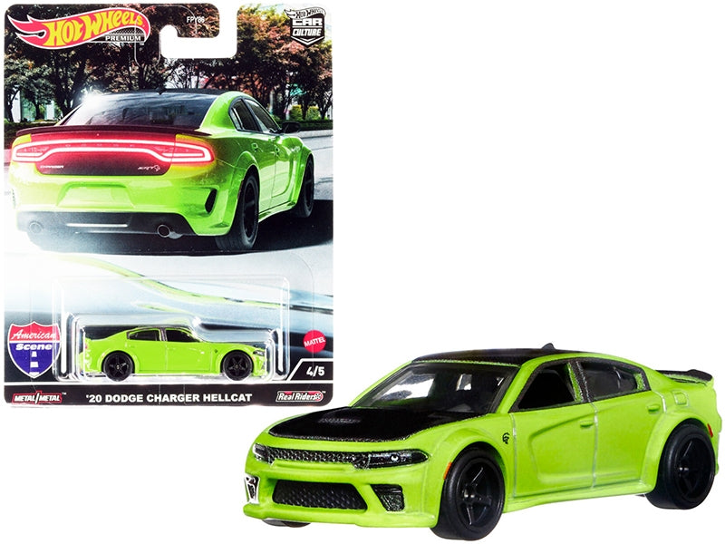 2020 Dodge Charger Hellcat Bright Green and Gray "American Scene" "Car Culture" Series Diecast Model Car by Hot Wheels Hot wheels