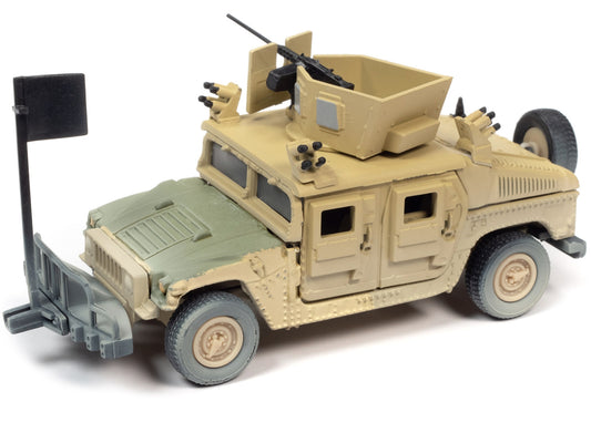 Humvee 4-CT Armored Fastback M1114 HA Heavy Up-Armored HMMWV Tan with Green Hood (Battle Worn) "The Iraq War 2003 to 2011 - U.S. - Led Armed Conflict" "Wheeled Warriors" Limited Edition t