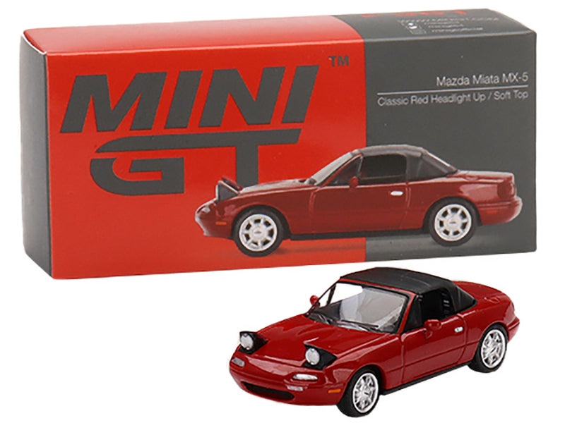 Mazda Miata MX-5 (NA) Classic Red with Headlights and Soft Top Up Limited Edition to 3000 pieces Worldwide 1/64 Diecast Model Car by True Scale Miniatures