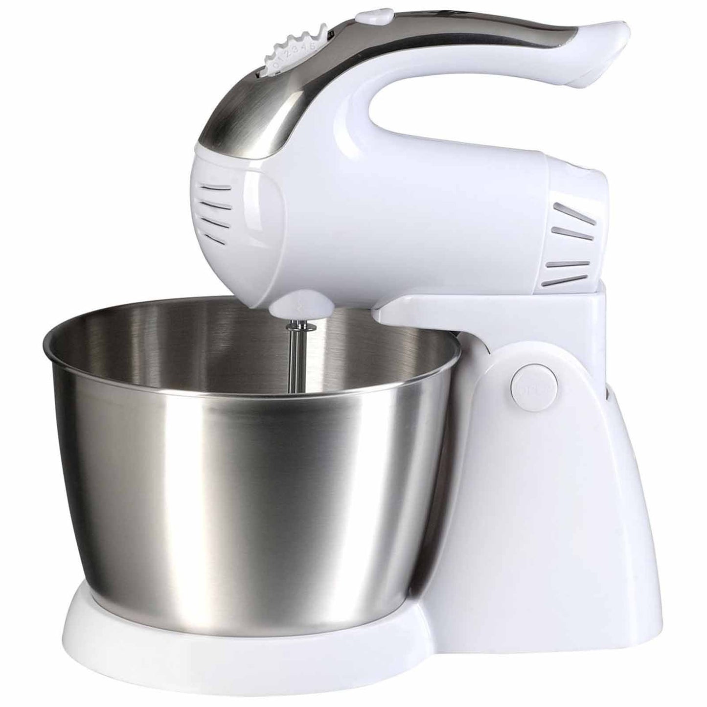 Brentwood 5-Speed Stand Mixer Stainless Steel Bowl 200W in White W2B