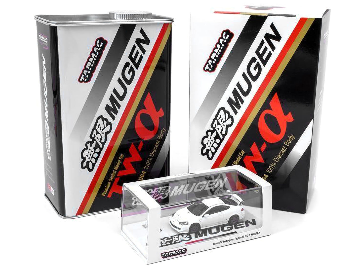 Honda Integra Type-R DC5 "MUGEN" Championship White with Metal Oil Can "Road64" Series 1/64 Diecast Model Car by Tarmac Works