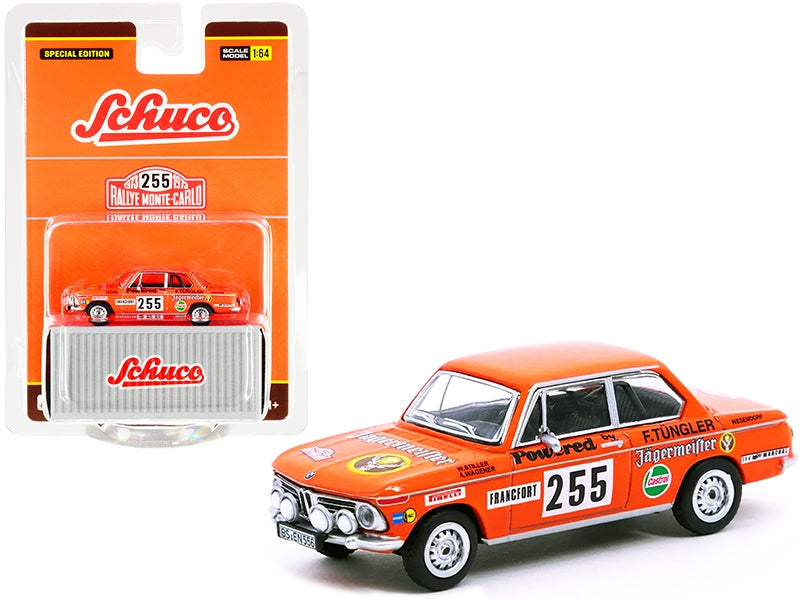 BMW 2002 #255 W. Stiller - A. Wagener "Jagermeister" Rally Monte Carlo (1973) 1/64 Diecast Model Car by Schuco & Tarmac Works