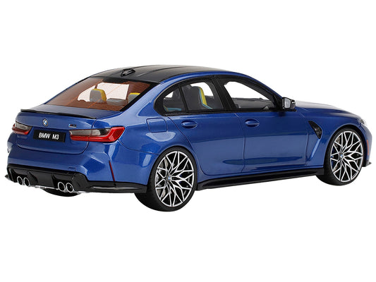 BMW M3 Competition (G80) Portimao Blue Metallic with Carbon Top 1/18 Model Car by Top Speed