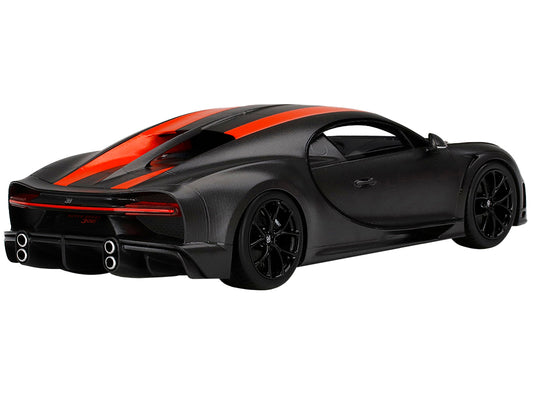 Bugatti Chiron Super Sport 300+ Matt Black with Orange Stripes "World Record 304.773 mph" 1/18 Model Car by Top Speed Top Speed