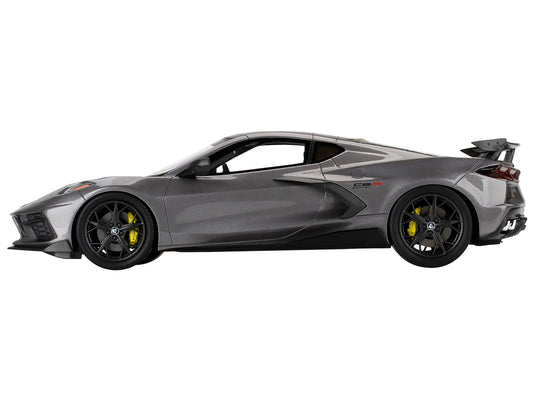 Chevrolet Corvette Stingray C8.R Hypersonic Gray with Yellow Stripes "IMSA GTLM Championship Edition" 1/18 Model Car by Top Speed