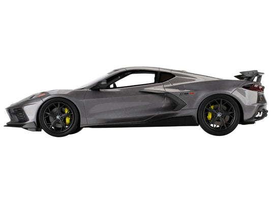 Chevrolet Corvette Stingray C8.R Hypersonic Gray with Yellow Stripes "IMSA GTLM Championship Edition" 1/18 Model Car by Top Speed Top Speed