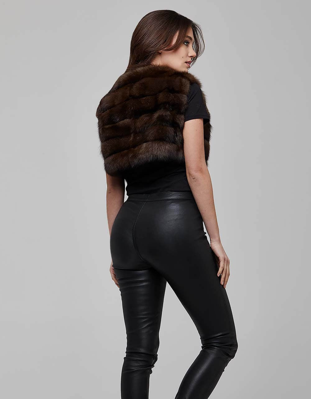 Sable Colour Fox Fur Gilet Vest For Women Yellow Grapevine
