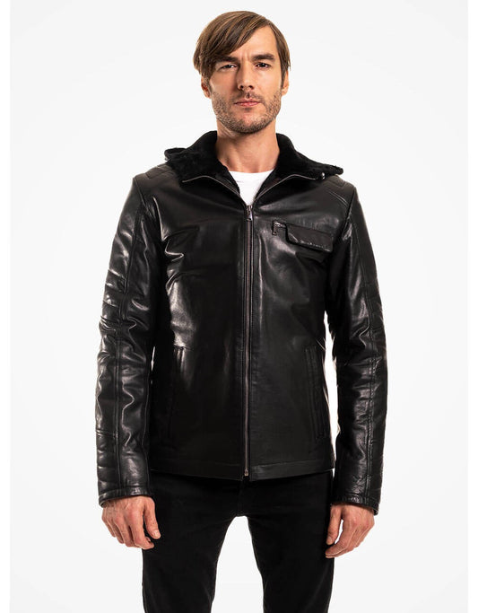 Black Leather Jacket For Men Yellow Grapevine