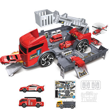 Children's Simulation Diecast Engineering Vehicle Model Set Deformation Storage Parking Lot Educational Toys Banggood Dropship