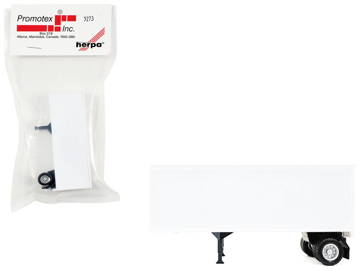27ft Single-Axle Trailer (No Converter Dolly) White 1/87 (HO) Plastic Model by Promotex Promotex