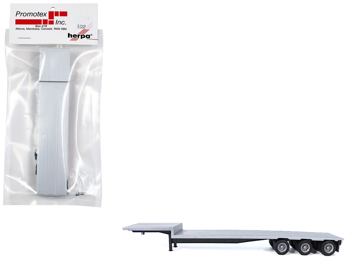 3-Axle Dropdeck Flatbed Trailer Silver Top 1/87 (HO) Plastic Model by Promotex Promotex