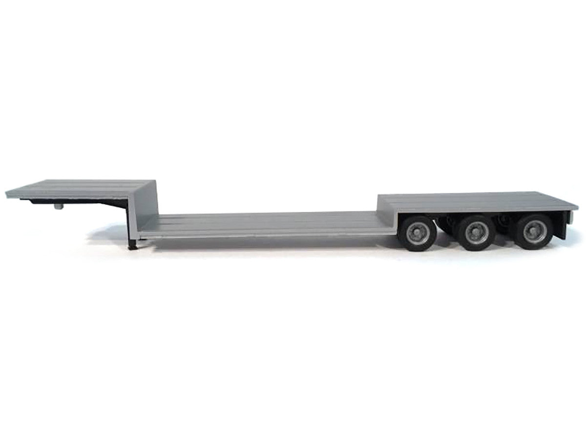 3-Axle Double-Drop Flatbed Trailer Silver Top 1/87 (HO) Plastic Model by Promotex Promotex