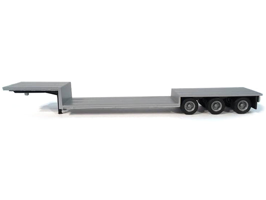 3-Axle Double-Drop Flatbed Trailer Silver Top 1/87 (HO) Plastic Model by Promotex Promotex