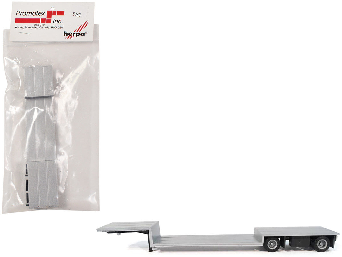 Spread Axle Double-Drop Flatbed Trailer Silver Top 1/87 (HO) Plastic Model by Promotex Promotex