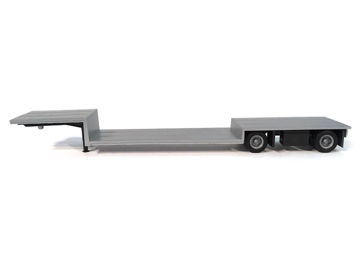 Spread Axle Double-Drop Flatbed Trailer Silver Top 1/87 (HO) Plastic Model by Promotex Promotex