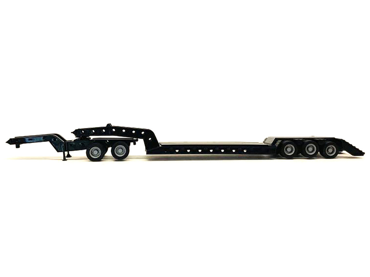 Heavy Equipment Lowboy Trailer with Jeep Black 1/87 (HO) Plastic Model by Promotex-1