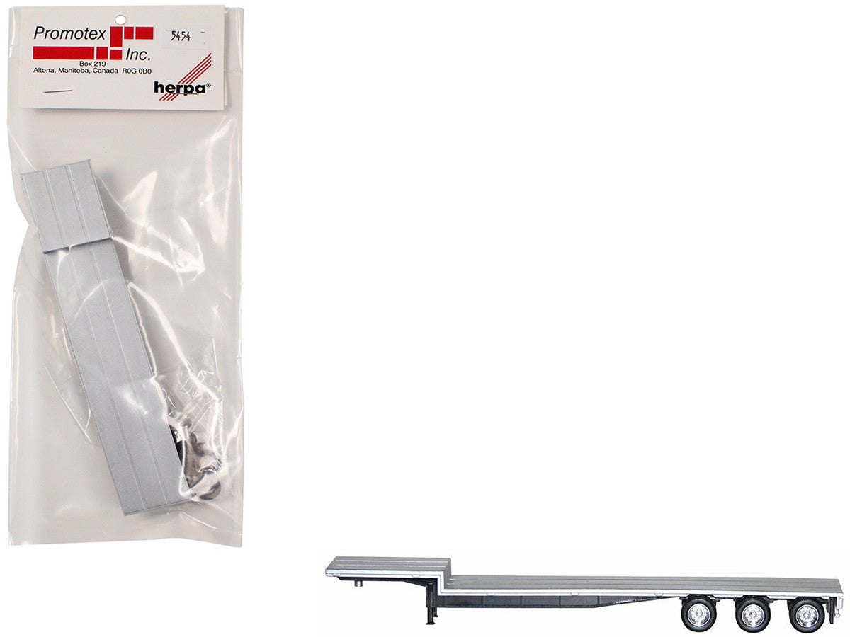 48ft 3-Axle Drop Deck Trailer with Chrome Wheels and Silver Top 1/87 (HO) Plastic Model by Promotex Promotex