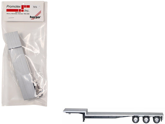 48ft 3-Axle Drop Deck Trailer with Chrome Wheels and Silver Top 1/87 (HO) Plastic Model by Promotex Promotex