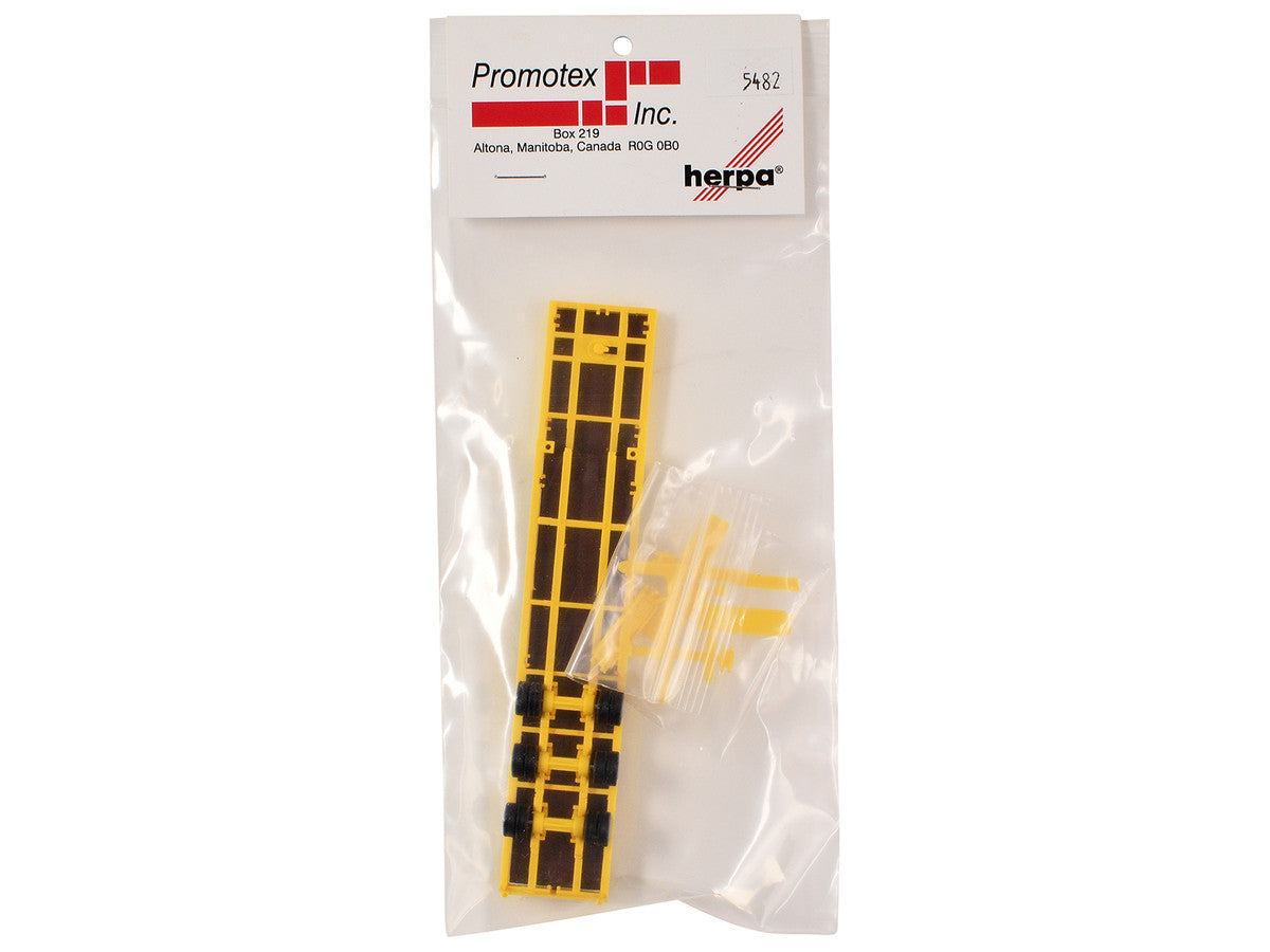 3-Axle Step Deck Equipment Trailer with Ramps Yellow 1/87 (HO) Plastic Model by Promotex Promotex