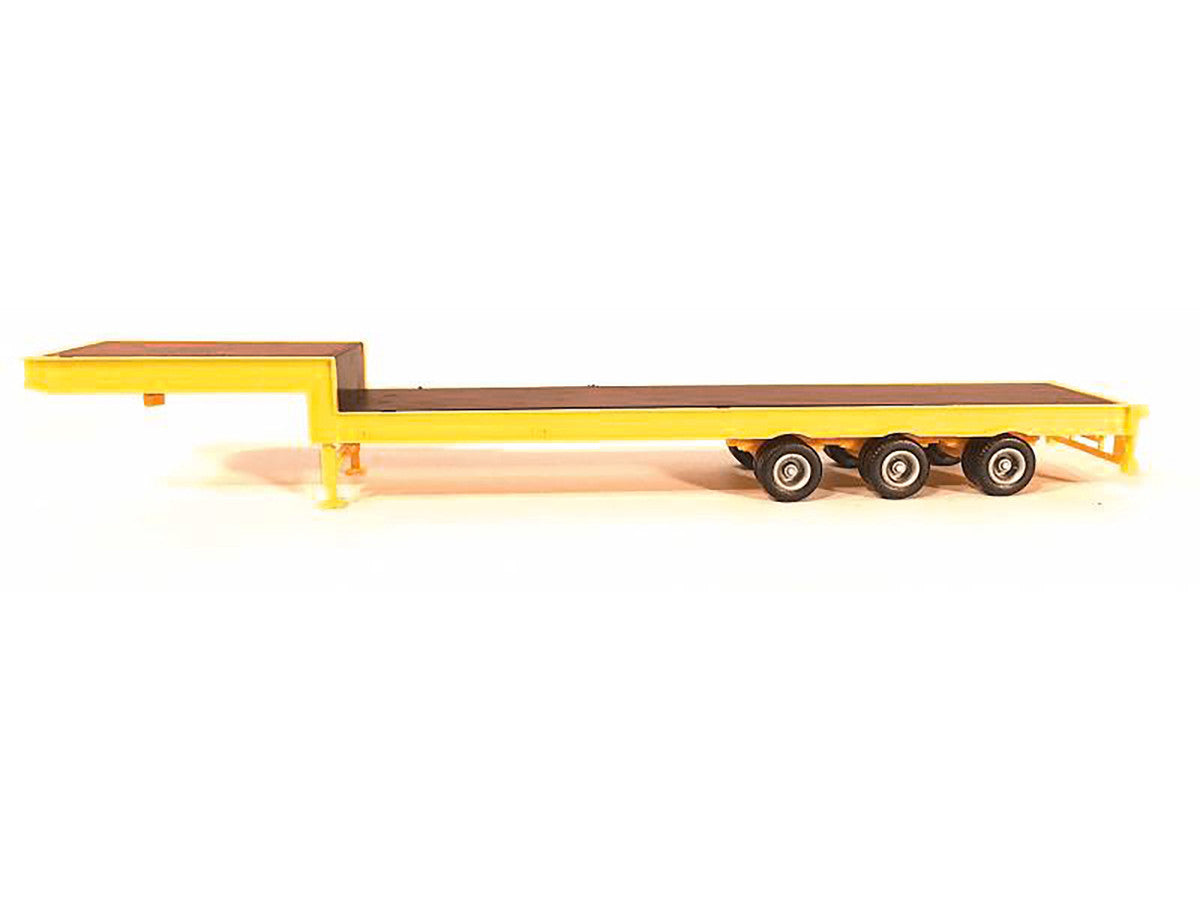 3-Axle Step Deck Equipment Trailer with Ramps Yellow 1/87 (HO) Plastic Model by Promotex Promotex