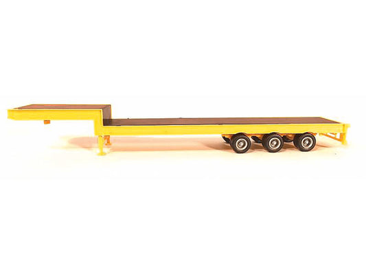 3-Axle Step Deck Equipment Trailer with Ramps Yellow 1/87 (HO) Plastic Model by Promotex Promotex