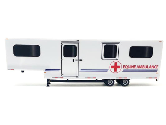 Equine Ambulance Trailer White with Blue Stripes 1/87 (HO) Plastic Model by Promotex-1