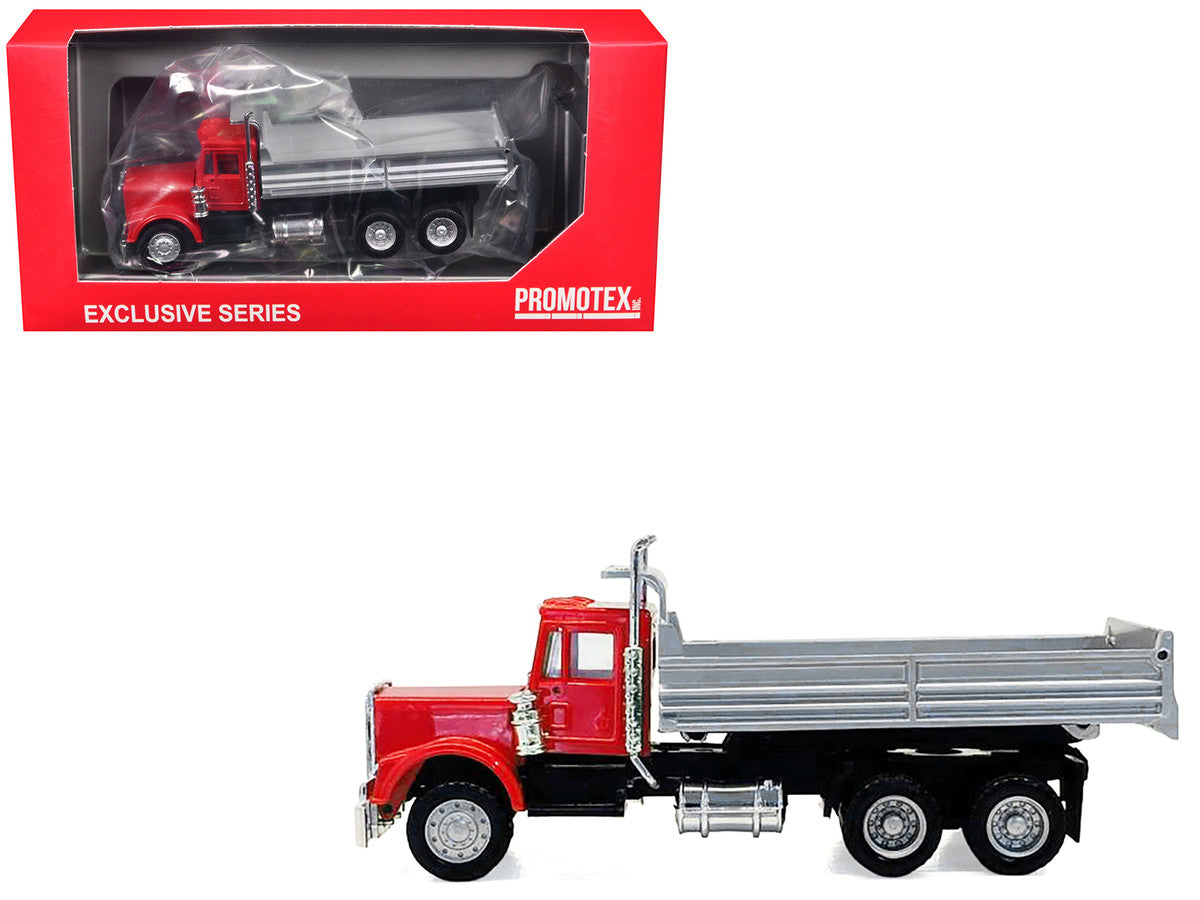 Peterbilt Dump Truck with Red Cab 1/87 (HO) Plastic Model by Promotex Promotex