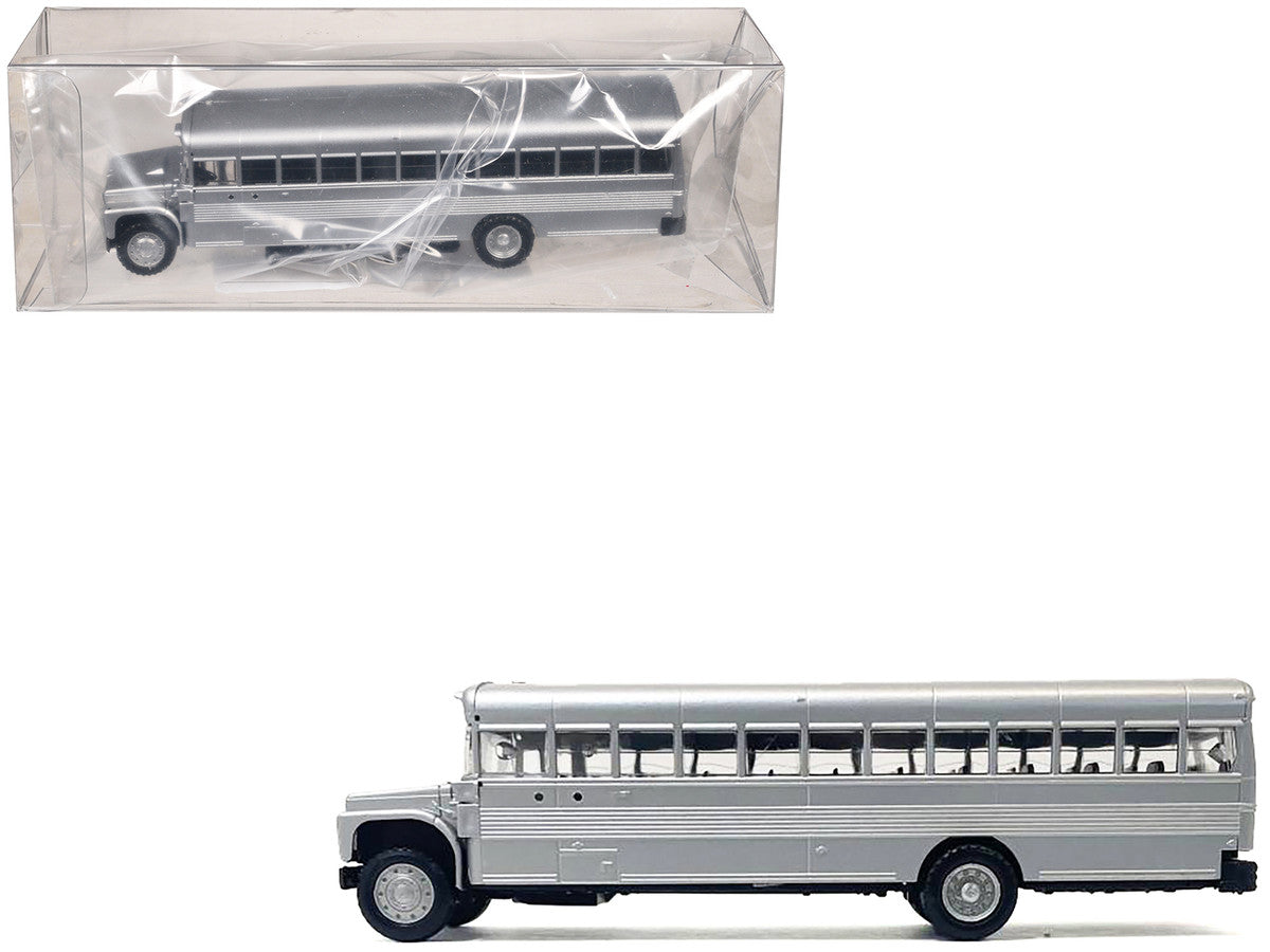 School Bus Silver Metallic 1/87 (HO) Plastic Model by Promotex-0
