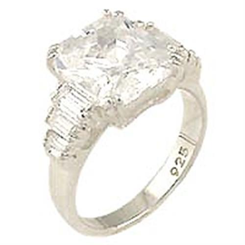 00827 High-Polished 925 Sterling Silver Ring with AAA Grade CZ in Clear Alamode
