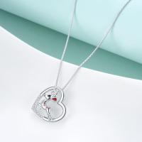 Sterling Silver Sika Deer Heart Zircon Necklace LadyShow.Store