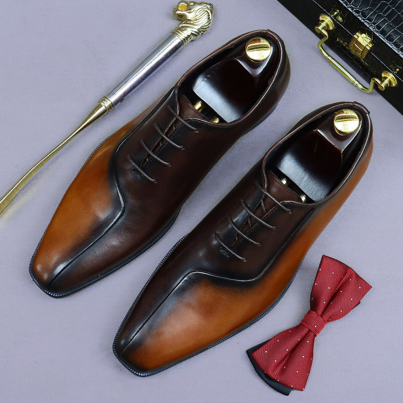 Mens Formal Leather Dress Shoes In British Style With A Color-block Design Best YouTube Store