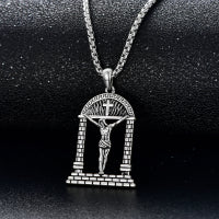 Sterling Silver Jesus Suffering Statue Crucifix Pendant Necklace Religious Gift LadyShow.Store