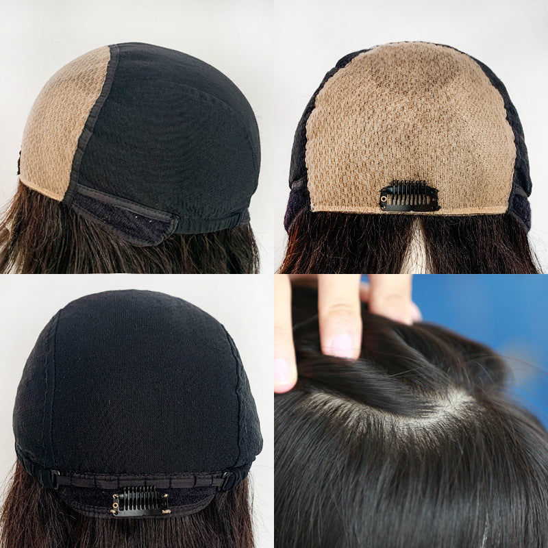 Women's Hand Woven Double Delivery Needle Wig Sheath Real Human Hair Silk Sleeve CJD