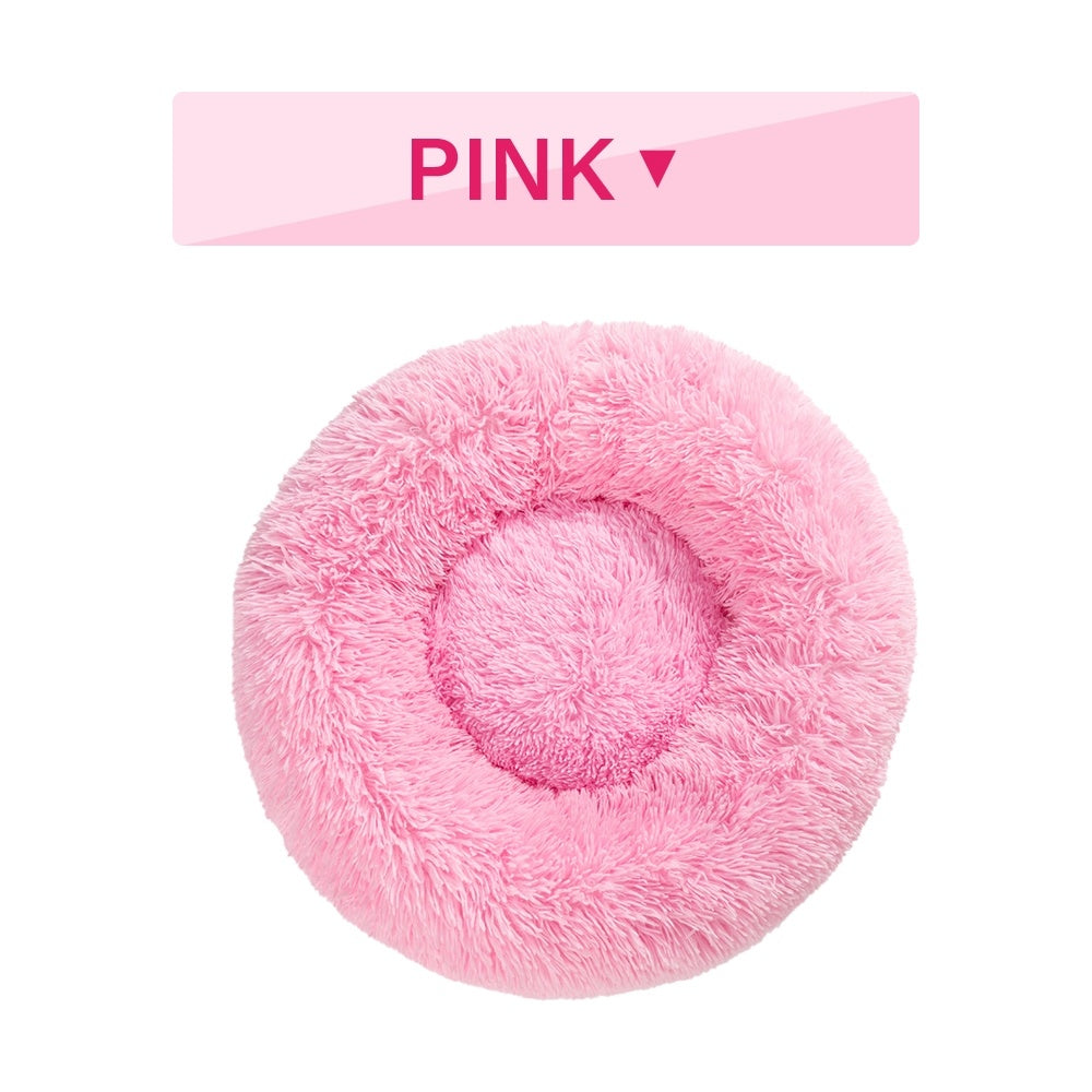 Fluffy Donut Dog Bed  Warm Soft Long Plush Pet Cushion Dog House Cat  Bed Washable Pet Sofa Mat Calming Samll Large Dog Beds LadyShow.Store