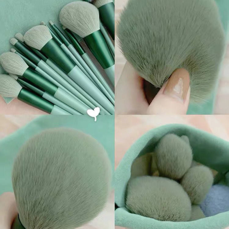 13 Makeup Brushes Green Beauty Quick-drying Set Super Soft Blush Loose Powder LadyShow.Store